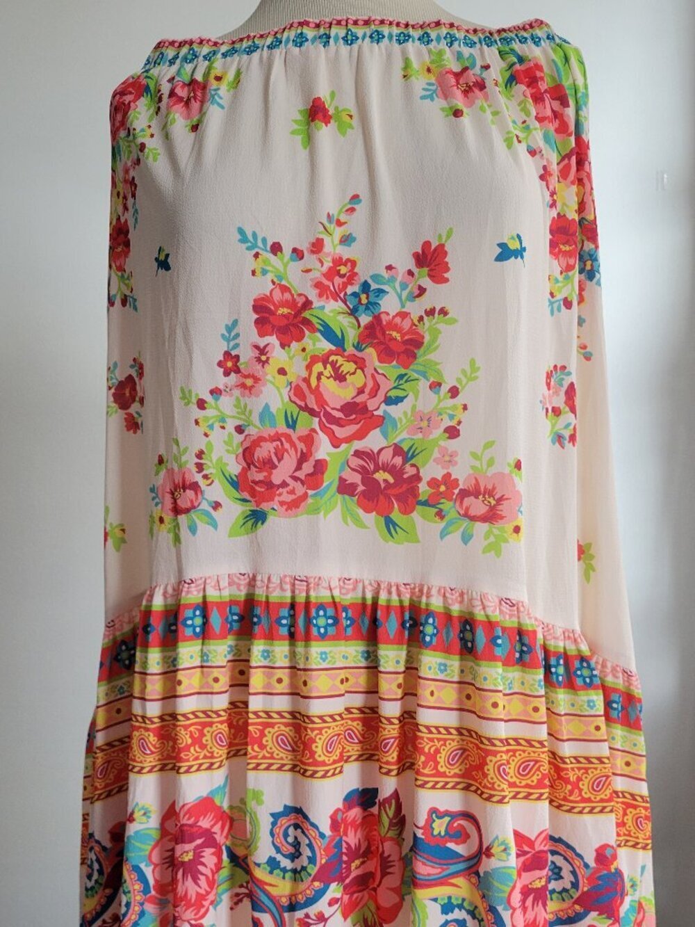 Flying Tomato Floral Botanical Ruffle Maxi Skirt (Size: Large)